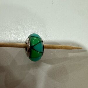 Pandora Murano Turquoise and Silver Charm Bead